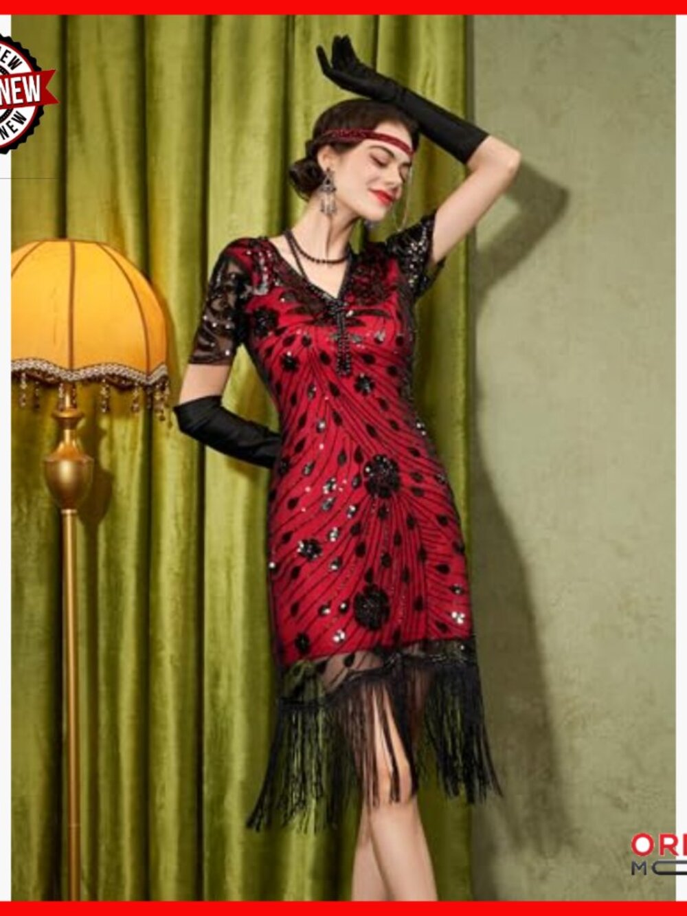 Flapper Dress 1920s Gatsby Costume with Fringe Sequins Beading X-Large - Picture 2 of 7